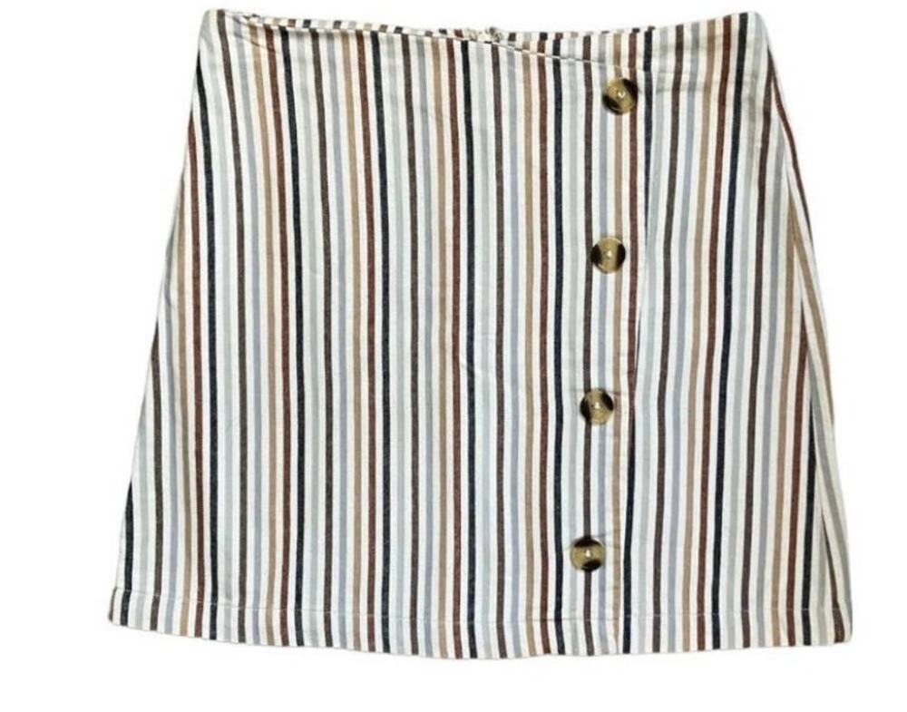 Altar'd State Cream Colored Vertical Striped Skirt Medium